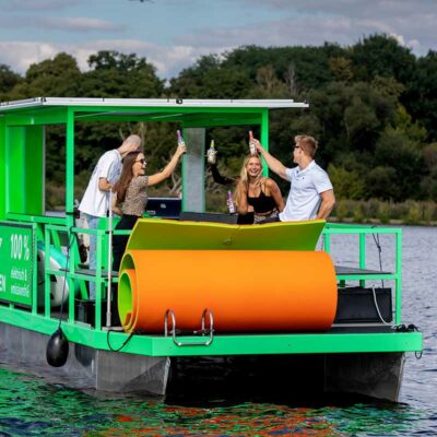 Floß mieten Berlin - Bootsverleih Havel-Logen - Green Lady - emissionsfrei den Wannsee genießen